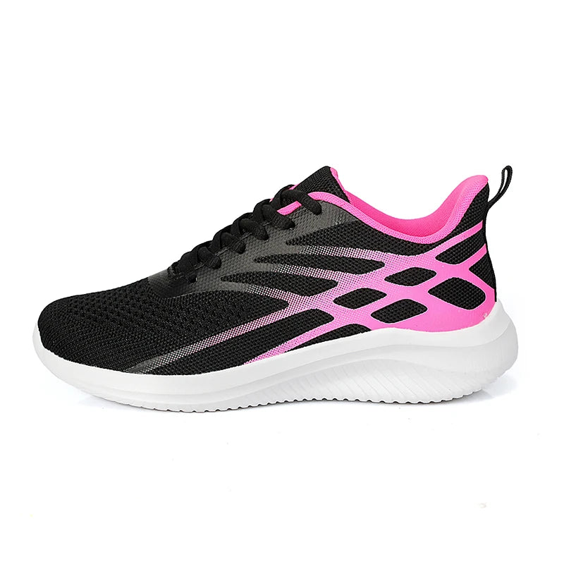 Frühling Damen Laufschuhe – Flying Woven Sneaker | Leichte, Atmungsaktive & Bequeme Sportschuhe für Alltag & Freizeit Kaufschwan® Schwarz Pflaumenrot 36