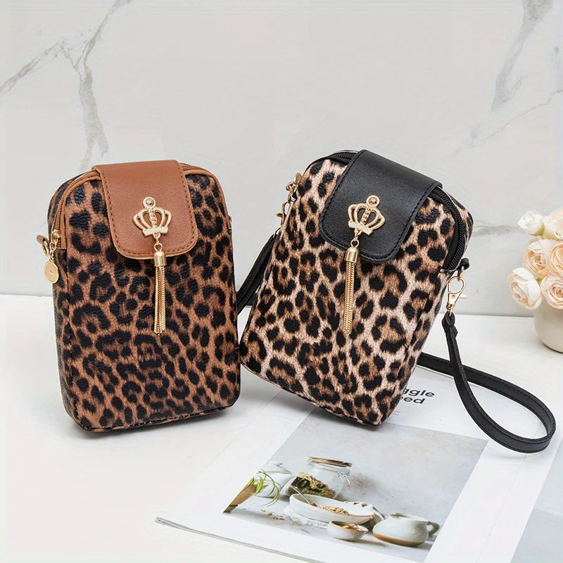 Leopardenmuster Schulter Messenger Bag – Trendige Nischen-Mode Handytasche zum Umhängen für Damen Kaufschwan®