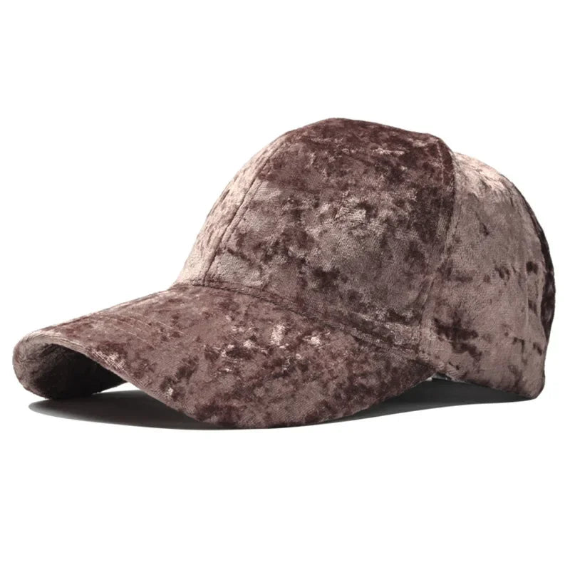 Neue Gold Velvet Baseballkappe | Unisex Herbst & Winter Fashion Hut | Lässiger Gebogener Schirm Hip-Hop Cap Kaufschwan® Kaffee adjustable