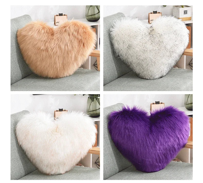 Leichtes Herzförmiges Flauschiges Sofa-Kissen | PP Baumwoll Plüschkissen | Lebendige Wohnzimmerdekoration Kaufschwan®
