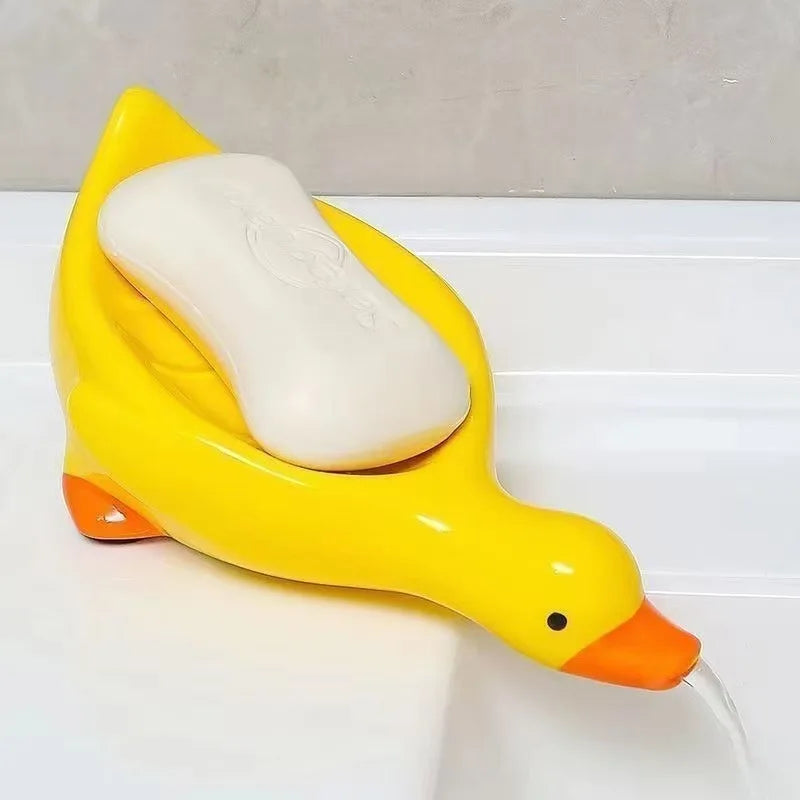 Süßer Seifenhalter in Entenform – Selbstentwässernde Kunststoff-Ablage für Bad & Waschbecken Kaufschwan® Gelb
