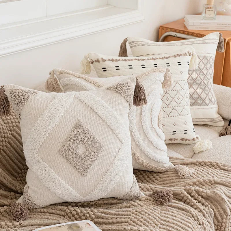 Verschiedene Kissenbezüge | Geometrisches Halbkreis Häkel-Dekokissenbezüge für Sofa & Wohnkultur Kaufschwan®
