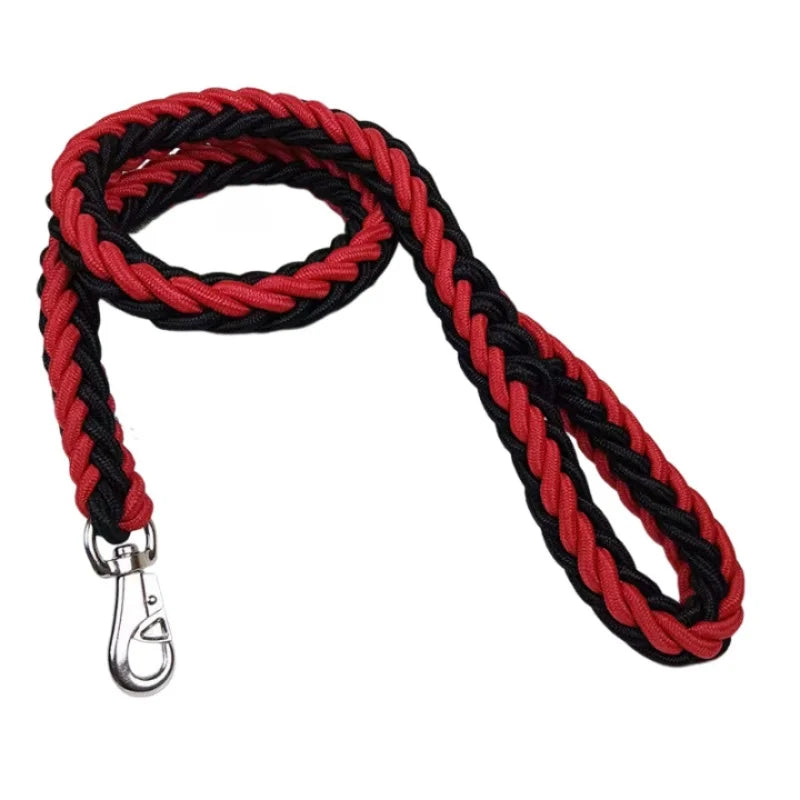 Geflochtene Nylon Hundeleine Stark Dicke Führleine für Große Hunde Bulldog Rottweiler Kaufschwan® Rot Schwarz