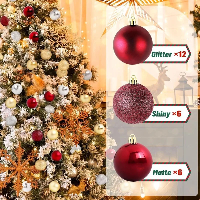 Glitzer Weihnachtskugeln – Bruchsichere Christbaum Anhänger | Festliche Deko für Weihnachten, Hochzeit & Feierlichkeiten