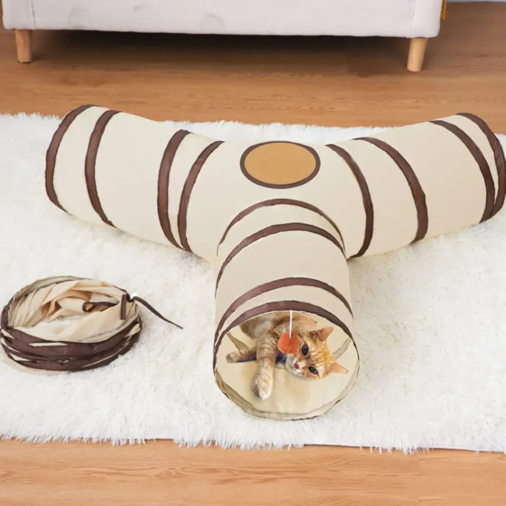 Faltbarer Katzentunnel für Katze – Atmungsaktive Spielröhre aus Polyester mit Stahldraht & Kuschelnest Kaufschwan®