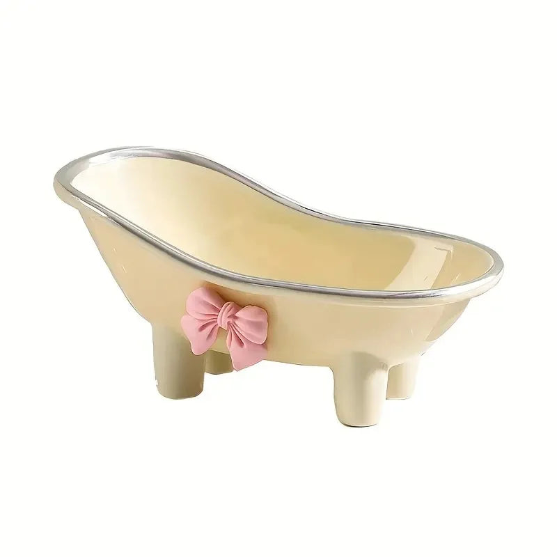 Seifenschale mit Schleife – Kreativer Seifenhalter mit Abflussfunktion fürs Badezimmer Kaufschwan® Beige