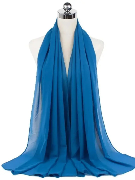 Damen Hijab aus Chiffon – Sofort Tragbares Kopftuch | Einfarbiger Instant Hijab Schal, Arabischer Wrap & Islamischer Schal Kaufschwan® Königsblau