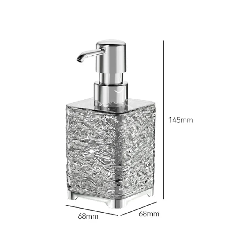 Luxuriöser transparenter Badezimmer-Seifenspender – Wiederverwendbare Handpumpflasche für Duschgel & Flüssigseife Kaufschwan® 300ml-Quadratisch Grau