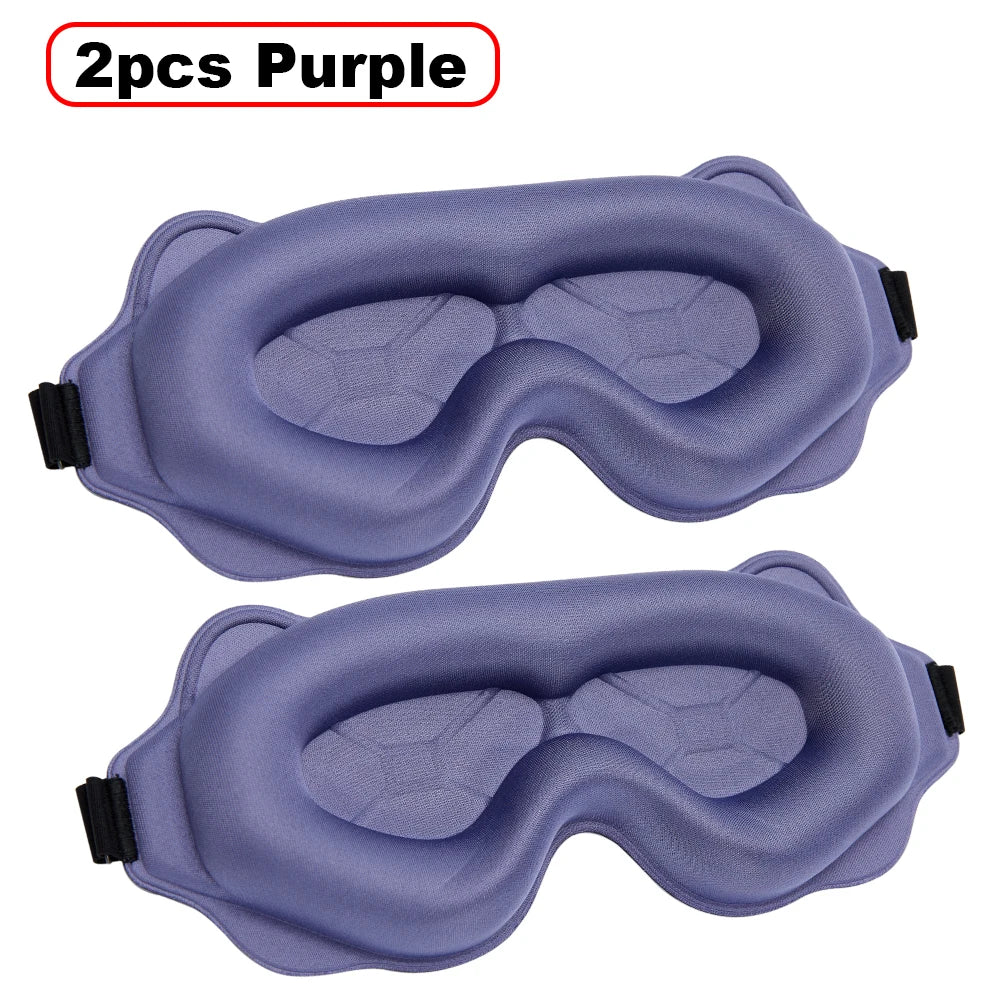 Schlafmaske Augenklappe | Leichte Reise-Augenmaske | Tragbare 3D Schlafmaske für Nacht & Entspannung Kaufschwan® 2 Stück-Lila