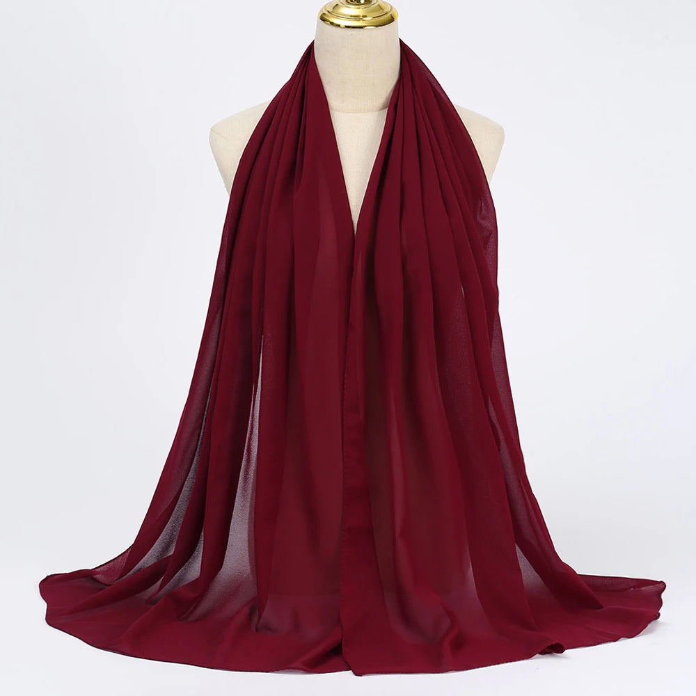 Muslimischer Chiffon Hijab Schal – Damen Langer Einfarbiger Kopf Schal | Eleganter Jersey Schleier & Modisches Umschlagtuch