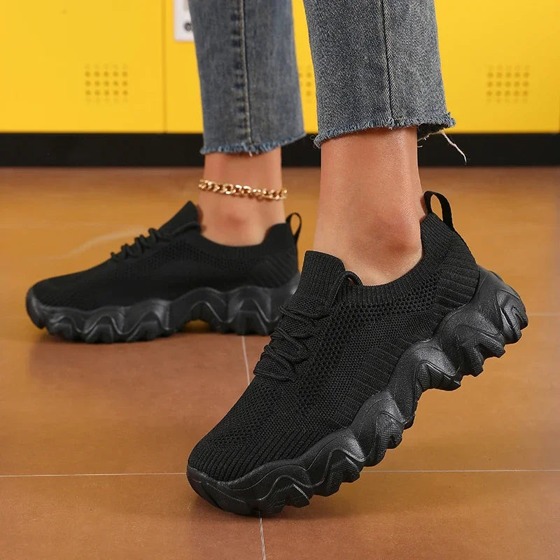 Damen Mesh-Sneaker mit Schnürung – Leichte Atmungsaktive Schuhe | Modische Bequeme Trainings- & Walkingschuhe Kaufschwan®
