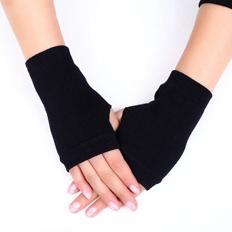 Damen Stylische Handwärmer – Fingerlose Strickhandschuhe | Winter Armwärmer mit Zopfmuster aus Kunstwolle Kaufschwan® Schwarz