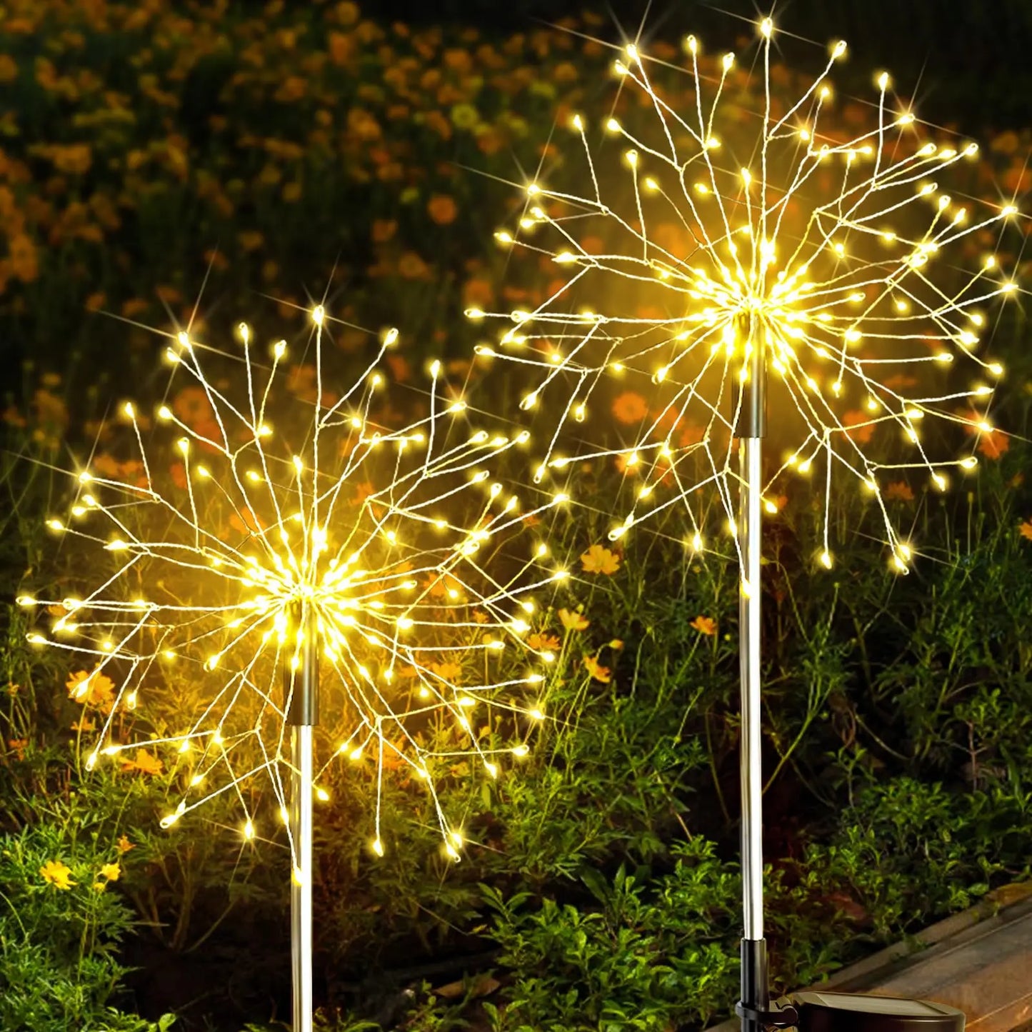 200LED Solar-Feuerwerkslichter – Wasserdichte Gartenlichter für Außenbereich, Terrasse, Weg & Blumenbeet Kaufschwan® 2 Stück Warmweiß