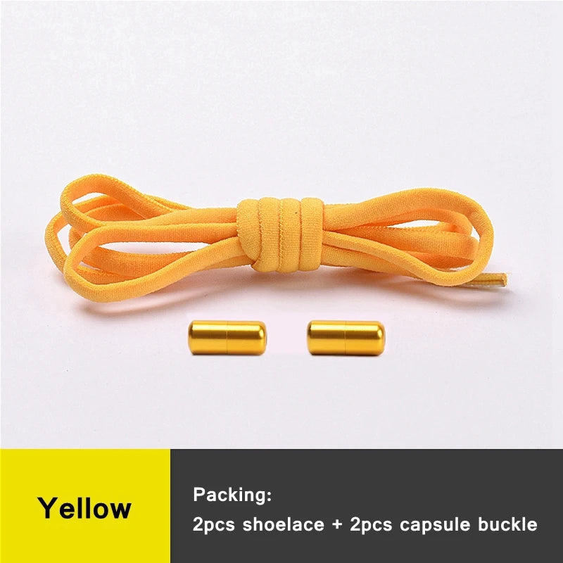 21 Farben No-Tie Schnürsenkel – Elastische Laces mit Rundem Metallverschluss | Schnelle Slip-On Sneaker Laces für Damen & Herren, 1 Paar Kaufschwan® Gelb 100cm