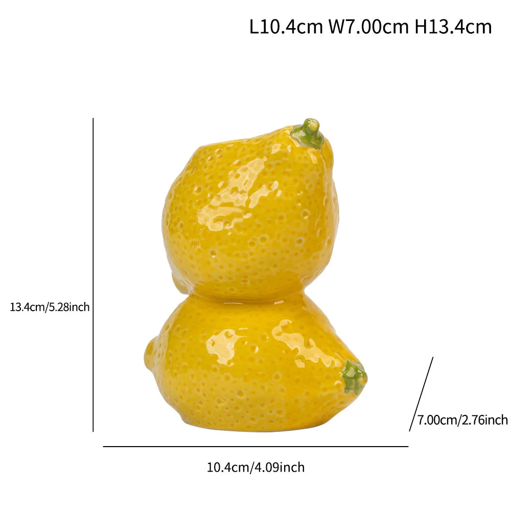 Keramik Früchte Kerzenhalter – Zitronen-, Orangen- & Erdbeer-Figuren Kerzenständer für Tisch- & Wohndekoration Kaufschwan® Zitrone