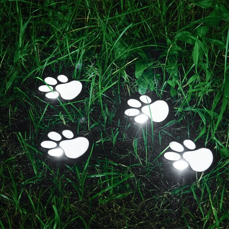 Solar Gartenlichter mit Pfotenabdruck – 4er Set LED-Erdlichter Wasserdicht für Rasen, Weg & Hofdekoration Kaufschwan®