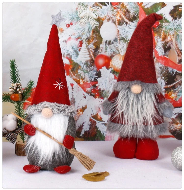 Weihnachten Faceless Wichtel mit Rotem Hut – Stehende Rudolf Zwergpuppen | Weihnachtsdeko & Geschenk-Set