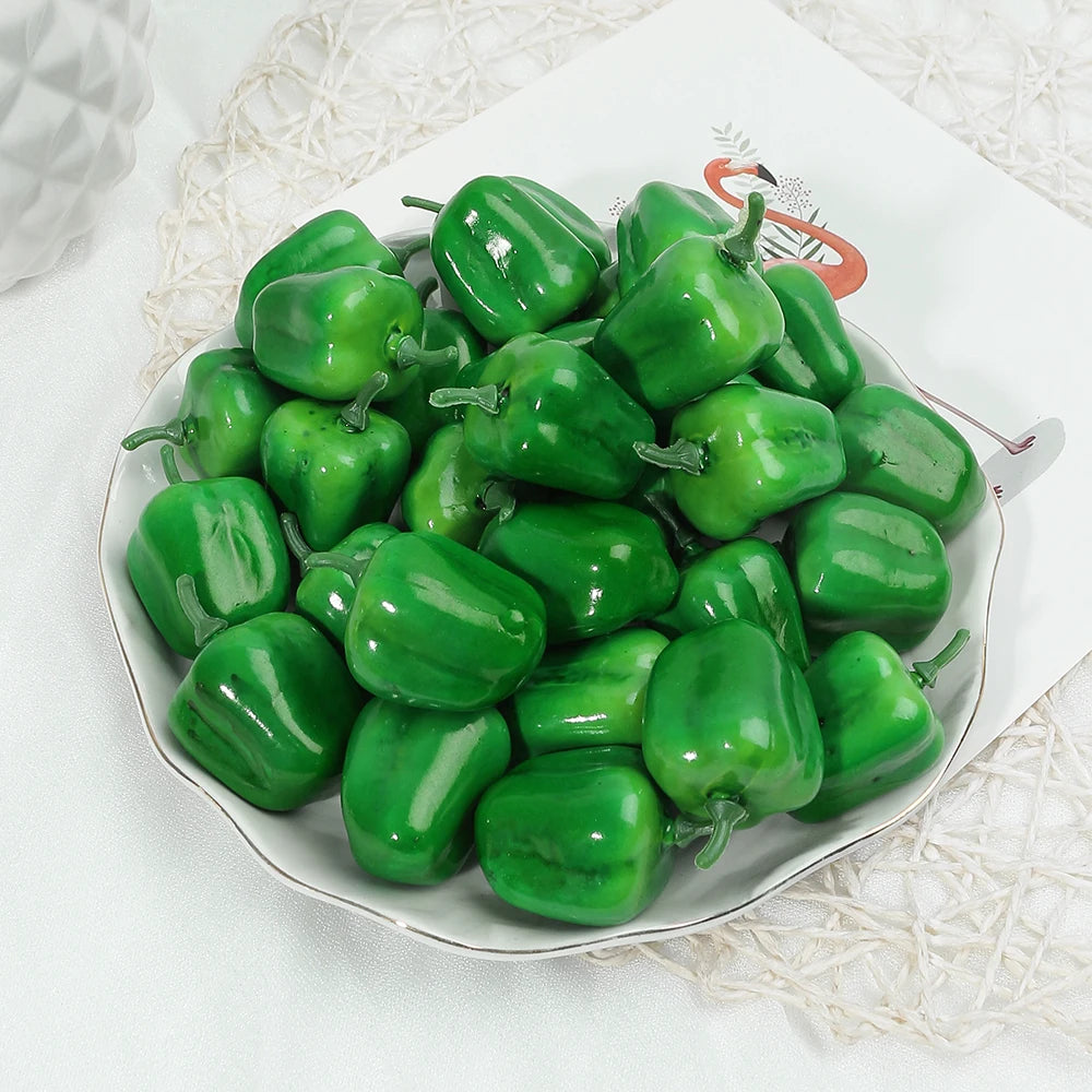 10 / 20 Stück Künstliche Schaumstoff Früchte & Gemüse – Apfel, Birne, Pfirsich & Banane Dekoration für Weihnachten & Hochzeit Kaufschwan® Paprika 10 Stück
