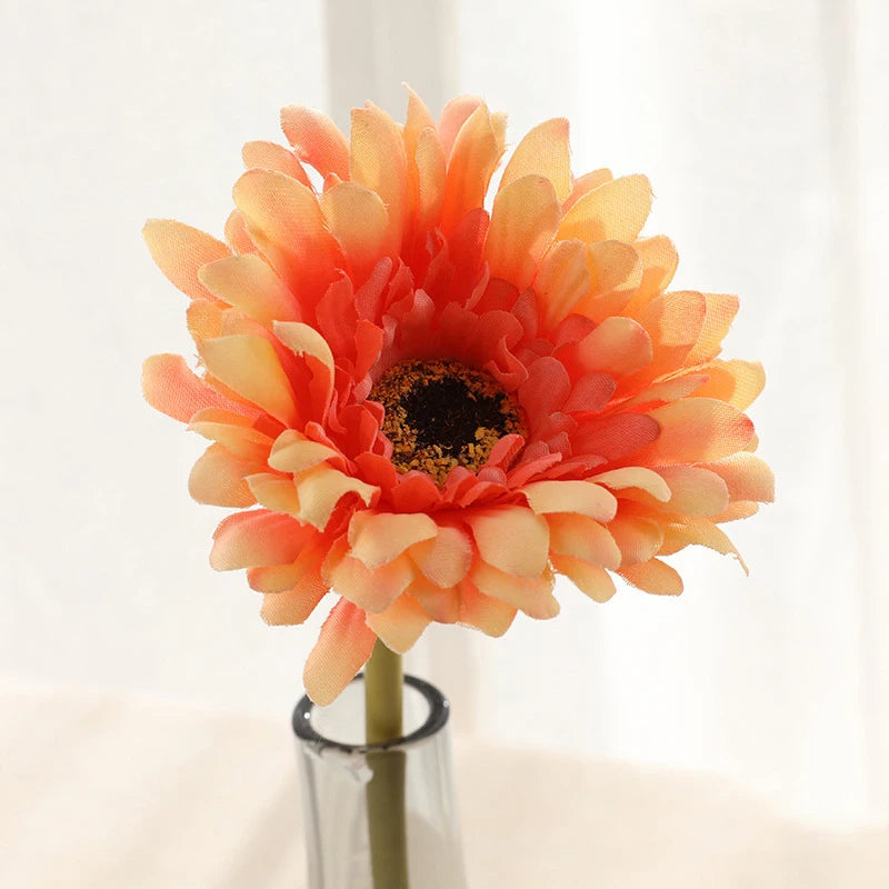 5/10 Stück Künstliche Seiden-Gerbera-Blütenköpfe – Realistische Margeriten für Hochzeit, Garten & Wohnraumdekoration Kaufschwan® Orange 10 Stück