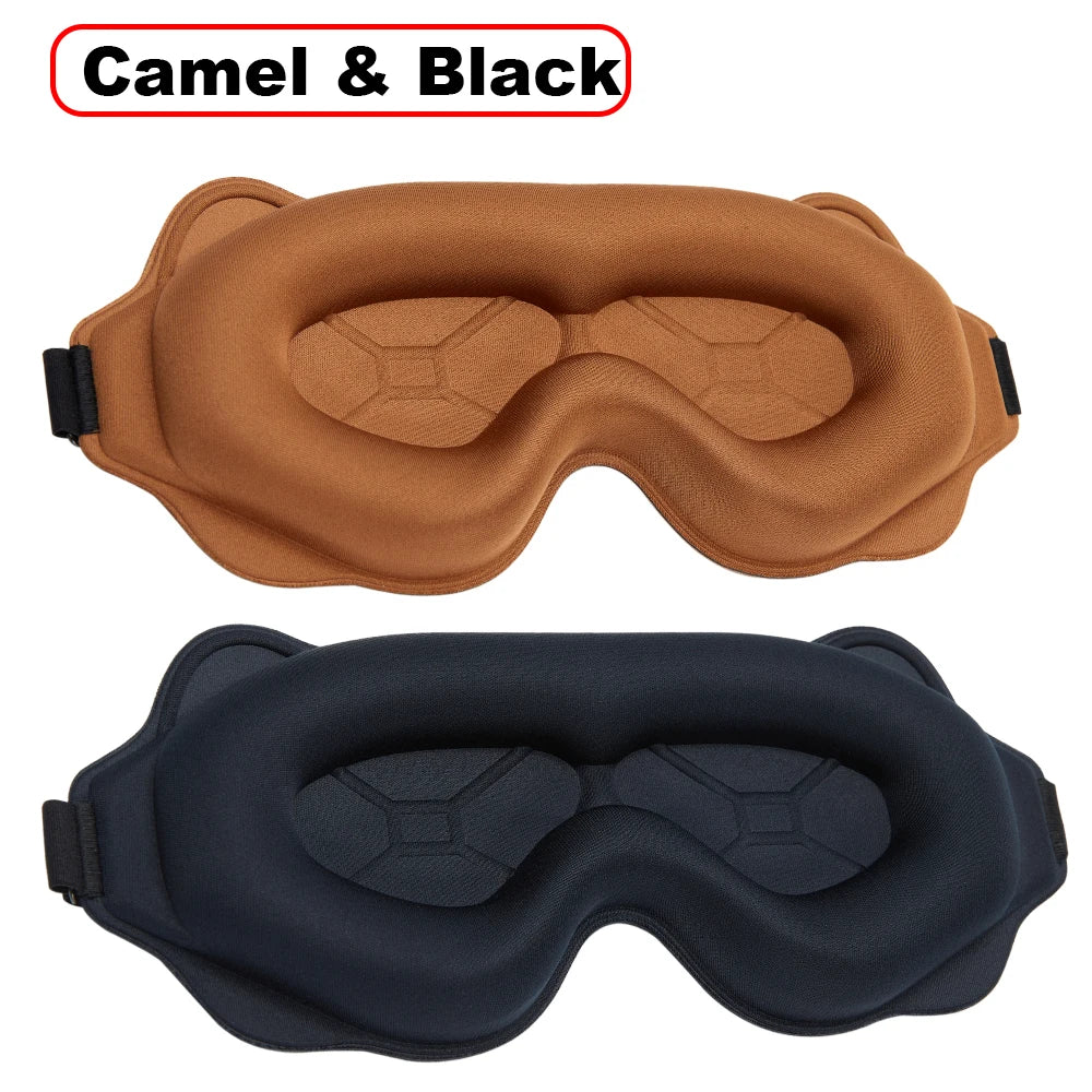 Schlafmaske Augenklappe | Leichte Reise-Augenmaske | Tragbare 3D Schlafmaske für Nacht & Entspannung Kaufschwan® Schwarz und Kamel