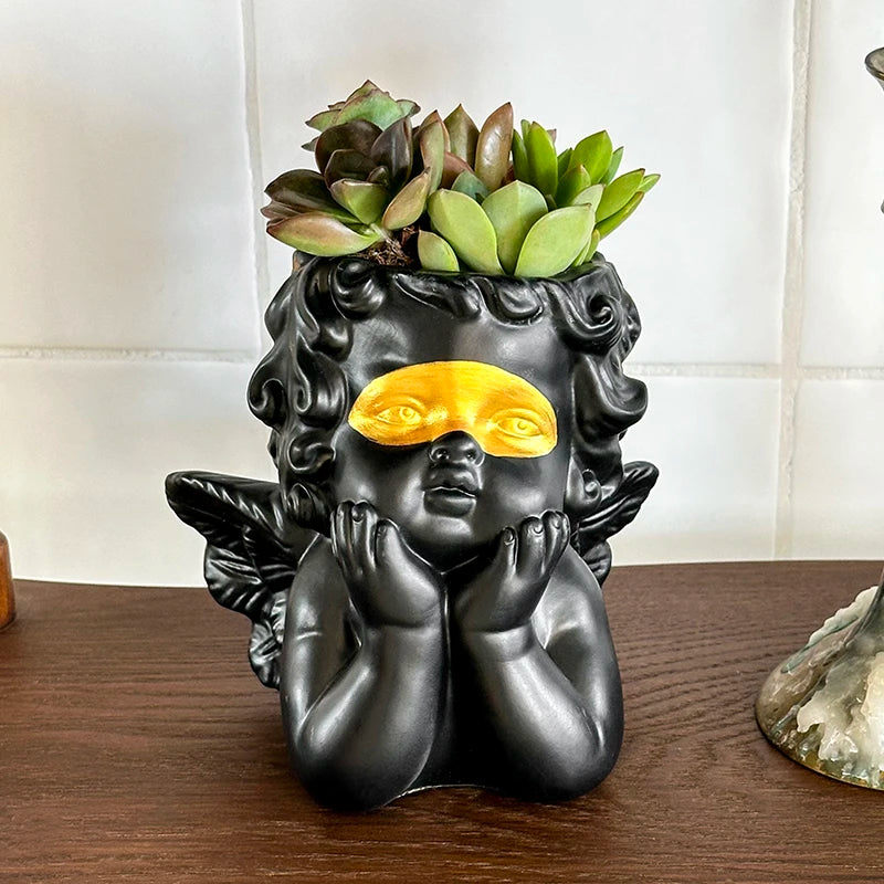 Niedlicher Maskierter Engel Blumentopf – Dekorativer Sukkulenten Pflanzhalter | Balkon & Garten Dekoration Kaufschwan®