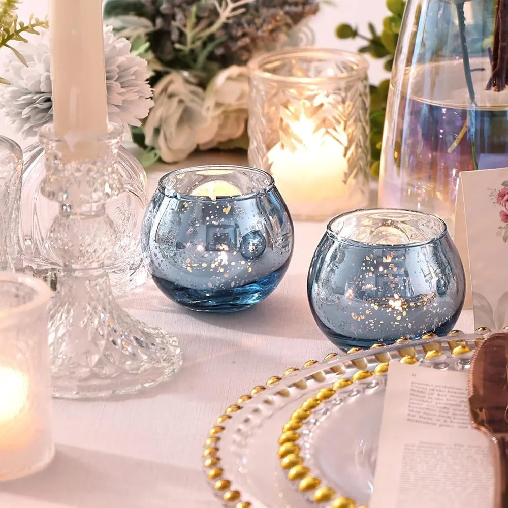 6 / 12 Stück Mercury Glas Teelichthalter – Bunte Kreative Kerzenhalter für Wohndeko, Hochzeit & Party Tischdekoration Kaufschwan®