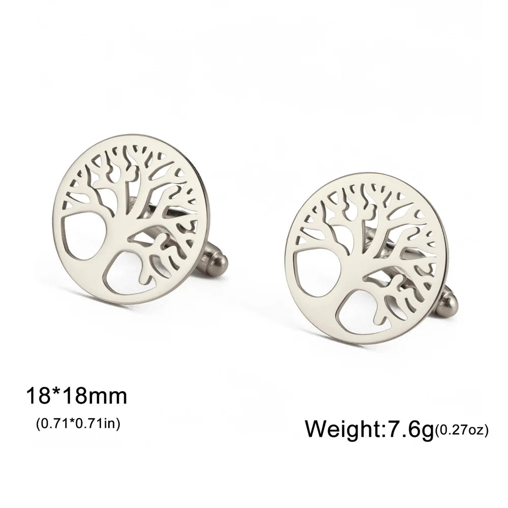 Baum des Lebens Manschettenknöpfe für Herren – Runde Edelstahl Manschetten | Elegantes Accessoire für Hochzeit, Business & Anlassmode Kaufschwan®