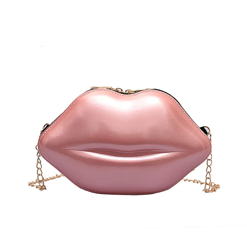 Lippen Design Schultertasche – Luxus Designer-inspirierte Damen Messenger & Handtasche | Einfarbige Zipper Umhängetasche