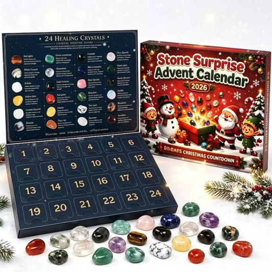 24-Tage-Weihnachts-Adventskalender mit Echten Natursteinen – Bunte Edelstein- & Schmuckstein-Sammlung zum Entdecken, Sammeln, Dekorieren & Verschenken
