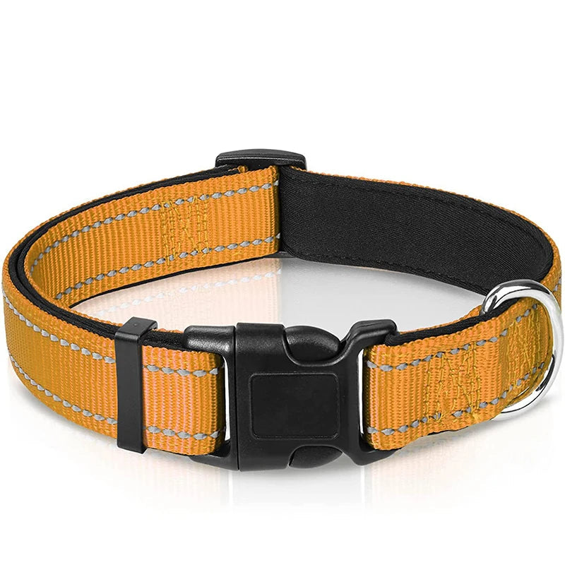 Reflektierendes Verstellbares Hundehalsband Gepolstert Nylon Neopren für Mittel Große Hunde Kaufschwan® Orange S