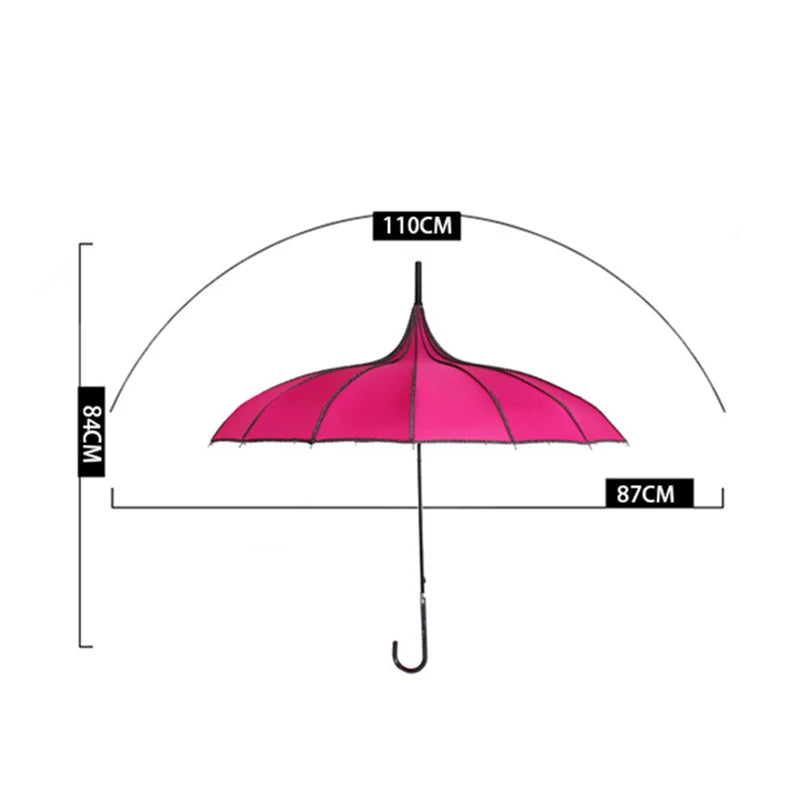 Vintage Pagoden-Schirm – 16-Streben Brautschirm für Hochzeit & Party, UV-Schutz Retro Sonnen- & Regenschirm