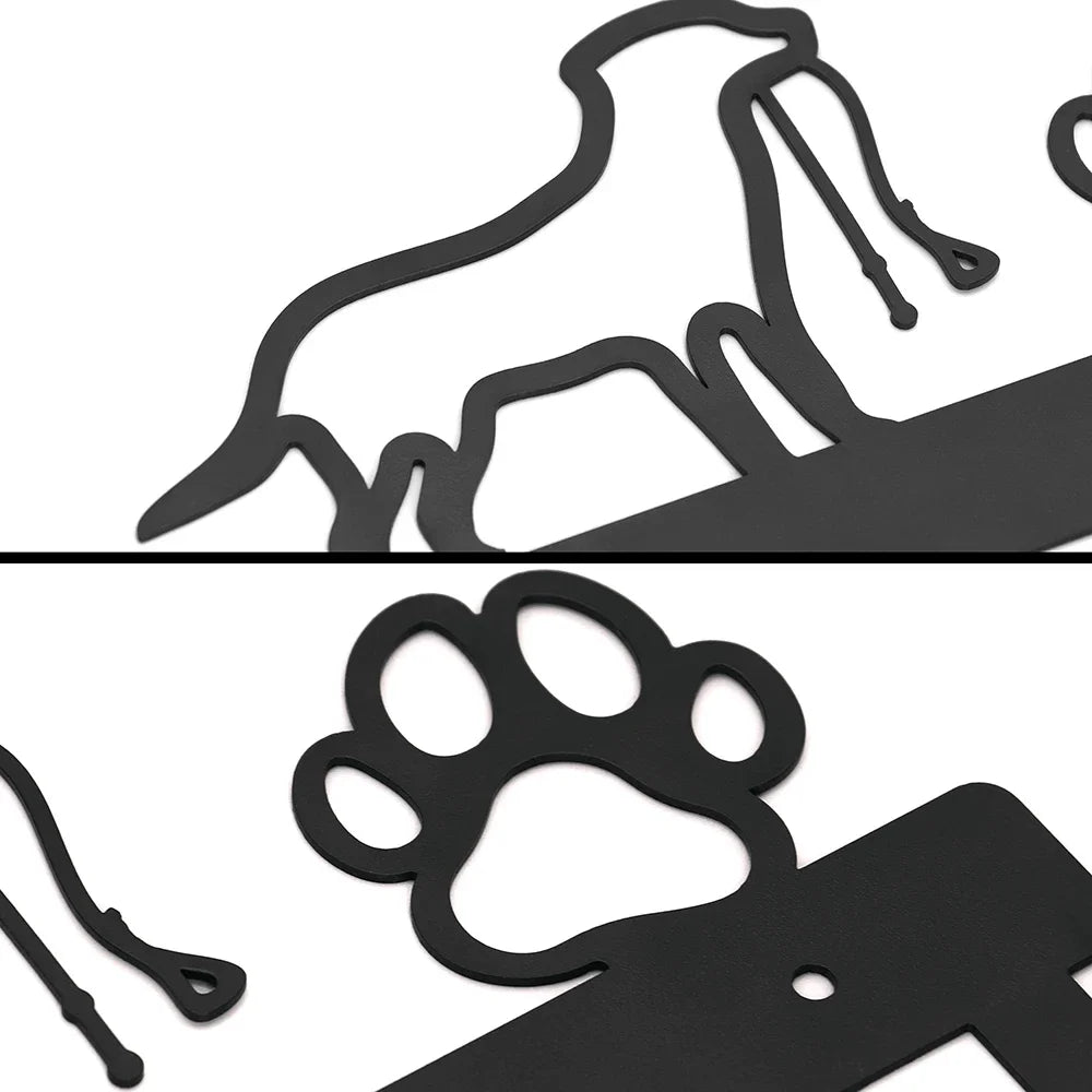 Metall Wandhaken mit Pfotenmotiv – Hundehalter mit 5 Haken | Wandorganizer aus Eisenkunst für Schlüssel, Leinen & Jacken