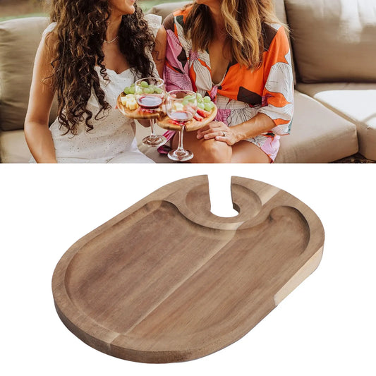 Holz Wein Aperitif Platte mit Glashalter – Cocktail Serviertablett Mini Charcuterie Board für Käse & Snacks Kaufschwan®