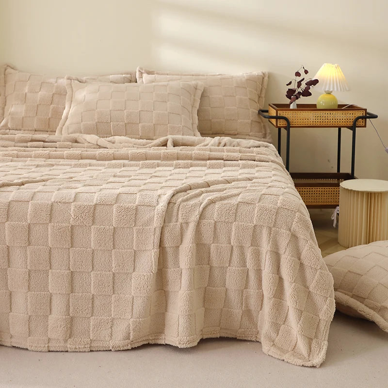 Karierte Weiche Taffeta Fleece Decke – Flauschiger Einfarbiger Bettbezug & Überwurf für Sofa, Bett, Erwachsene, Kinder & Haustiere Kaufschwan®