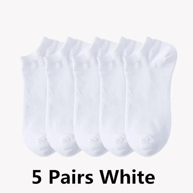 5 Paare Herren Schwarze Bootssocken | Einfarbig Atmungsaktiv Bequem Hochwertige Knöchelsocken Kaufschwan® 5 Paare weiß Einheitsgröße