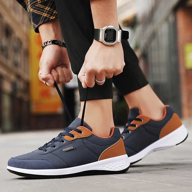 Herren Ledersneaker – Trendige Sportschuhe | Atmungsaktive & Rutschfeste Freizeitschuhe für Reisen & Alltag Kaufschwan®