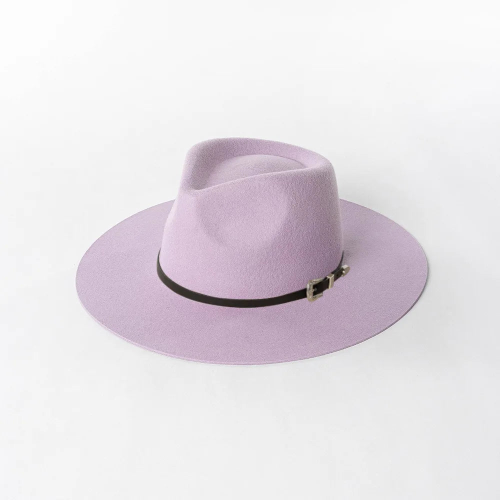 Herbst & Winter Unisex Woll-Fedora Hut – Vintage Jazzhut mit Krone & Schwarzem Lederband, Stylischer Hut mit Breiter Krempe