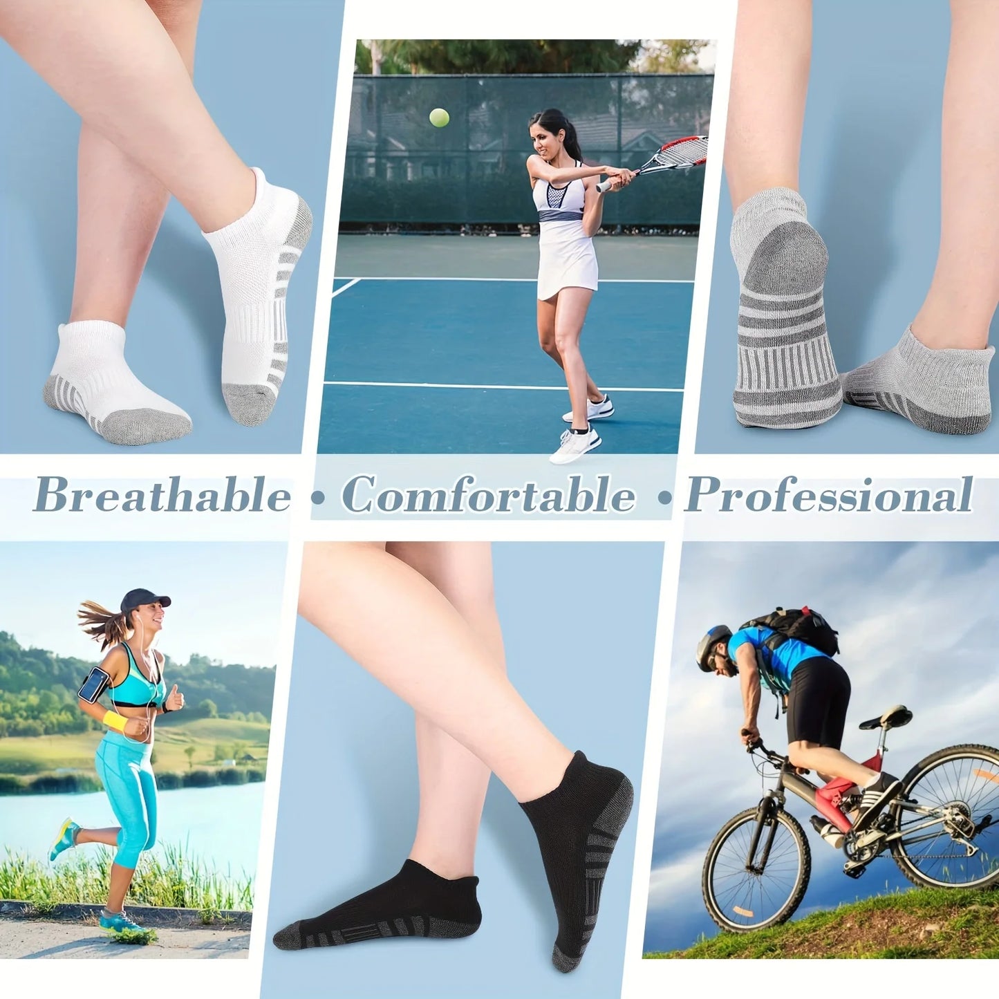 12 Paare Herren Mesh Atmungsaktive Sportsocken | Ganzjahres Einfarbige Kurzsocken Kaufschwan®