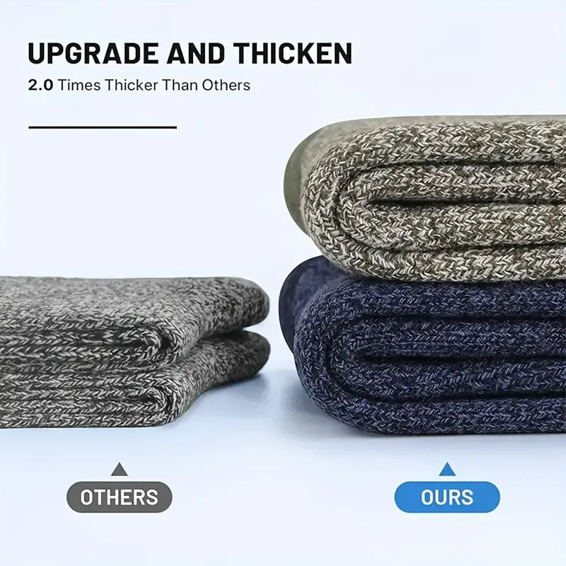 5 Paare Herren Merinowollsocken | Extra Dicke Thermo-Wandersocken für Kaltes Wetter Kaufschwan®