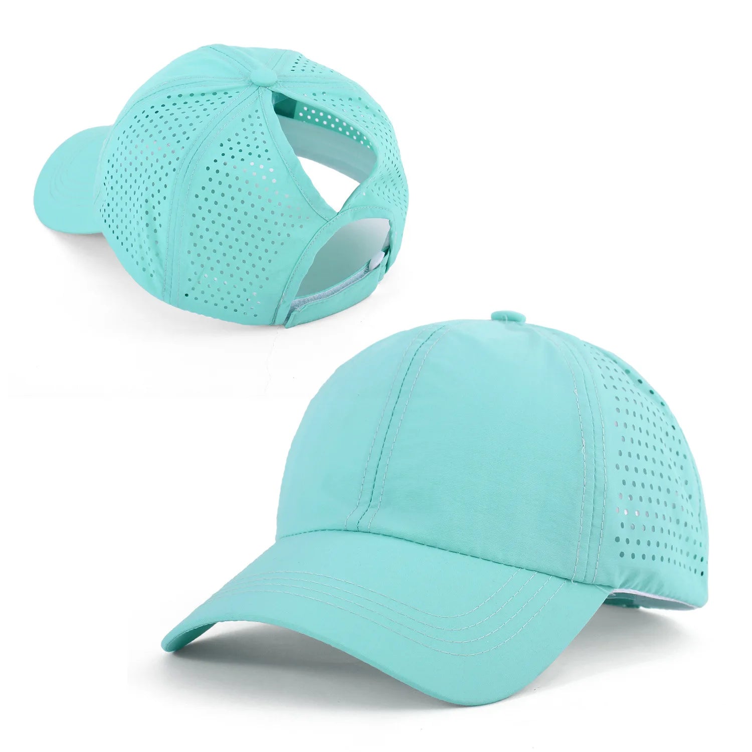 Schnelltrocknender Tongue Hat | Damen & Herren Mesh Atmungsaktive Sommerkappe | UV-Schutz & Ponytail-freundlich Verstellbar Kaufschwan® Mintgrün