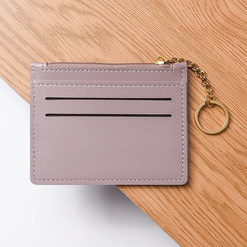 Mini-Kartenetui für Damen & Herren – Schmale Geldbörse mit Reißverschluss für Ausweis, Karten, Münzen & Bargeld Kaufschwan® Lila