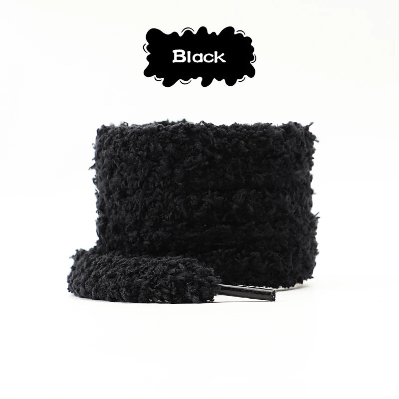 Plüsch Runde Schnürsenkel – 1cm Breite Weiche Laces für Sneaker & Freizeitschuhe | Verschiedene Längen 80/100/120/140/160cm Kaufschwan® Schwarz 80cm