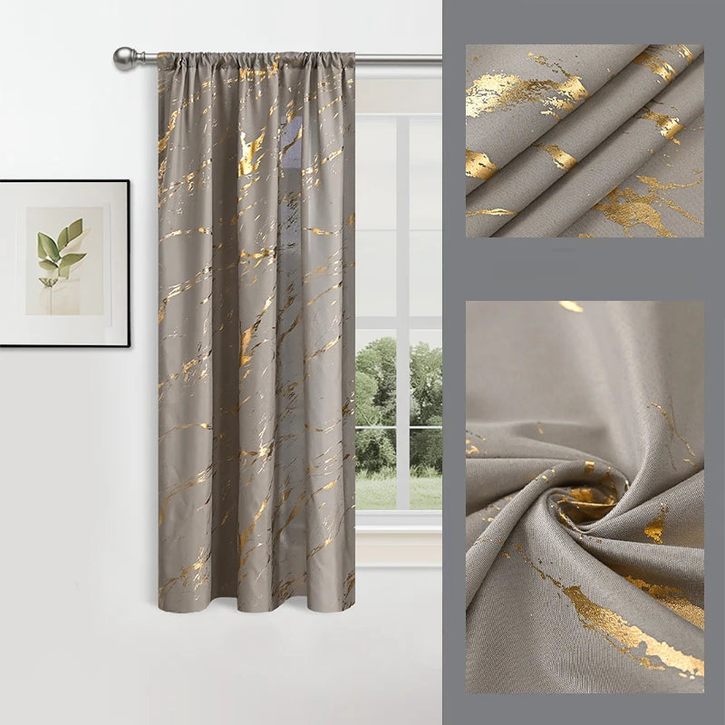 Luxus Marmor Goldfolie Print Vorhang Präzises Design für Wohnzimmer Dekoration Kaufschwan®