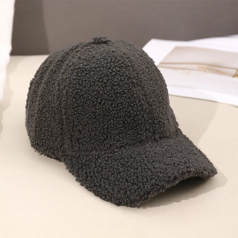 Neue 16 Farben Herbst Winter Baseballkappe | Damen Kappe aus Kunstlammwolle | Warme Plüsch Baseballkappe Kaufschwan® HA073-02 55-60cm