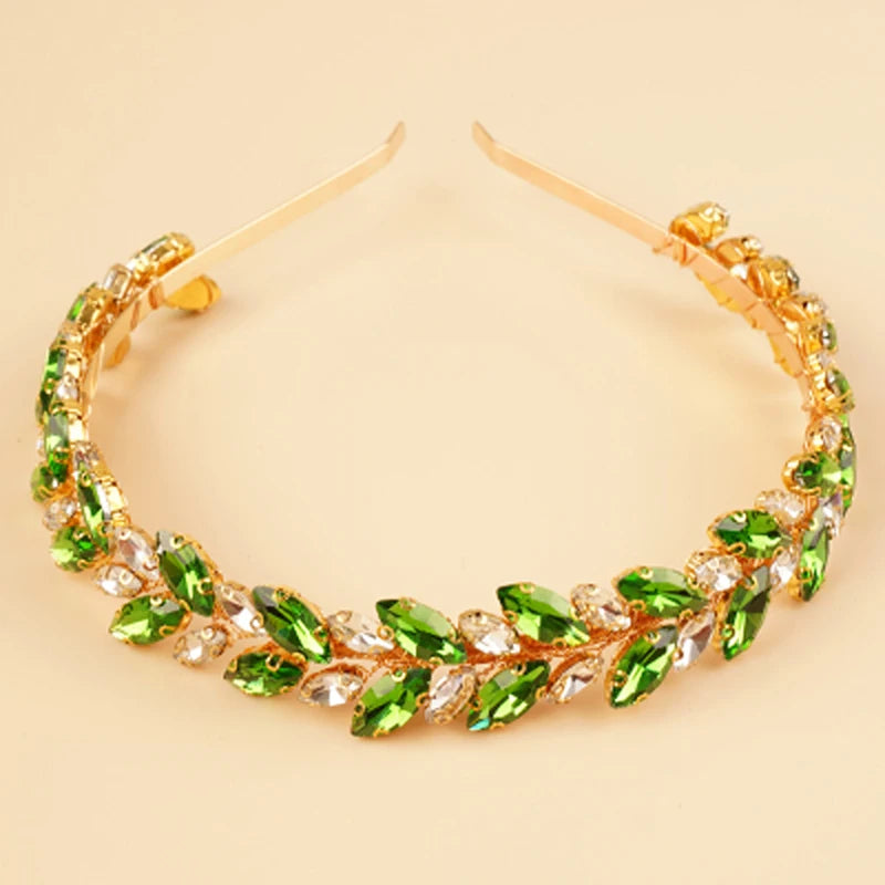 Kristall-Braut-Haarreif - Funkelndes Strass-Haaraccessoire für Damen & Mädchen Kaufschwan® Grünes Gold