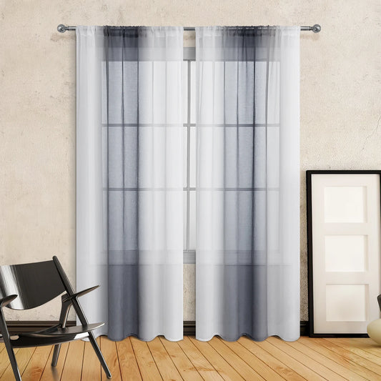 Mehrfarbiger Farbverlauf Halb Verdunkelungsvorhang mit Stangendurchzug für Wohnzimmer 2 Stück/Set Kaufschwan® Hellgrau W132cmxH160cm 2 Stück Stangentasche