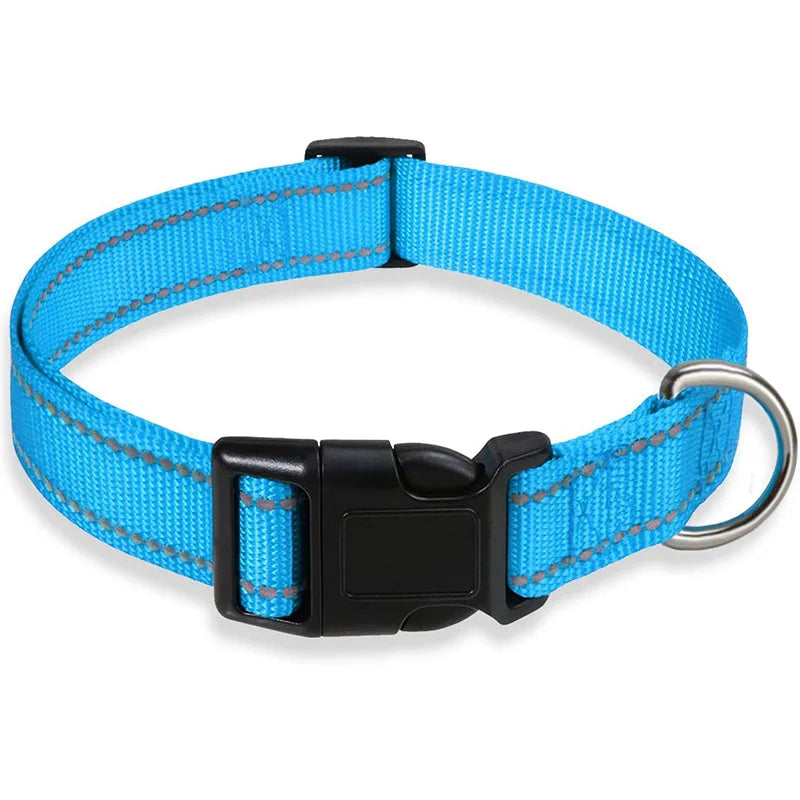 Reflektierendes Nylon Hundehalsband mit Leine Verstellbar Sicherheits Set für Kleine Mittelgroße Hunde Kaufschwan® Himmelblau S 2x25-35cm