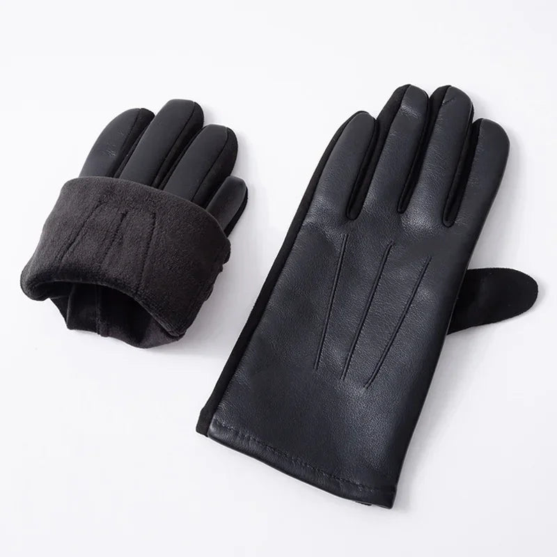 Hochwertige Herren Lederhandschuhe – Winter Business Handschuhe | Winddicht & Warm mit Touchscreen-Funktion – Schwarze Autofahrerhandschuhe Kaufschwan®