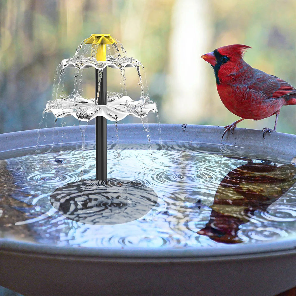 3-Stufige Solar-Vogelbad-Brunnenpumpe mit Solarpanel – Solar-Wasserbrunnen | Multifunktionales Wasserspiel für Hof, Terrasse & Balkon Kaufschwan®
