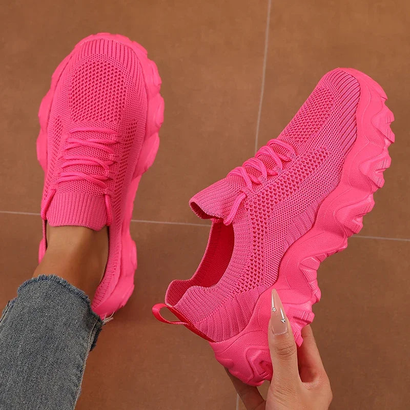 Damen Mesh-Sneaker mit Schnürung – Leichte Atmungsaktive Schuhe | Modische Bequeme Trainings- & Walkingschuhe Kaufschwan®